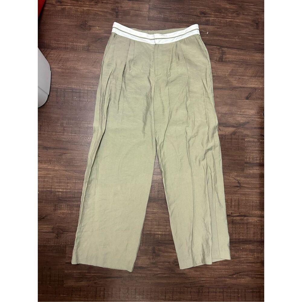 WAYF (NORDSTROMS) Green Preston Pleated Wide Leg Pants, Sz Large, MP $99